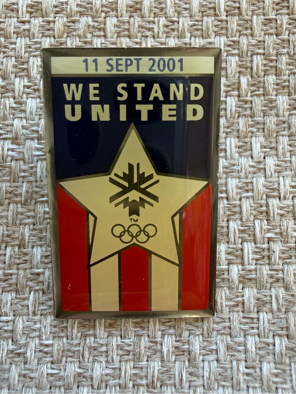 Aminco "We Stand United" Red Black Gold Olympic Star Brooch